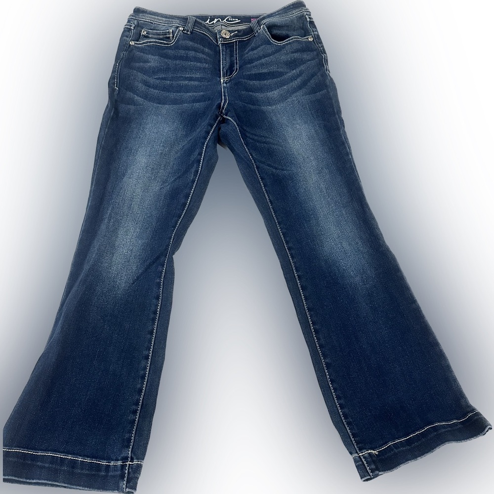 INC Denim Regular Fit Bootleg Short Jeans Size 8PS